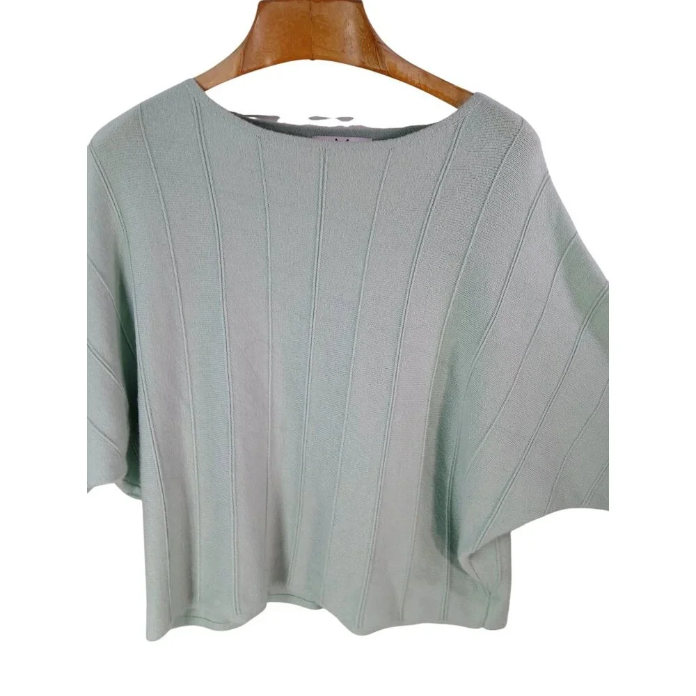 Magaschoni Womens Mint Green Ribbed Knit Dolman Sleeve Sweater 1X Slouchy Cozy - Picture 2 of 9